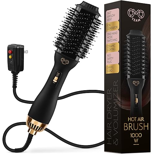 Professional Blowout Hair Dryer Brush, Black Gold Dryer and Volumizer, Hot Air Brush for Women, 60MM Oval Shape Beauty & Personal Care OMOteam
