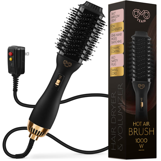 Professional Blowout Hair Dryer Brush, Black Gold Dryer and Volumizer, Hot Air Brush for Women, 60MM Oval Shape Beauty & Personal Care OMOteam