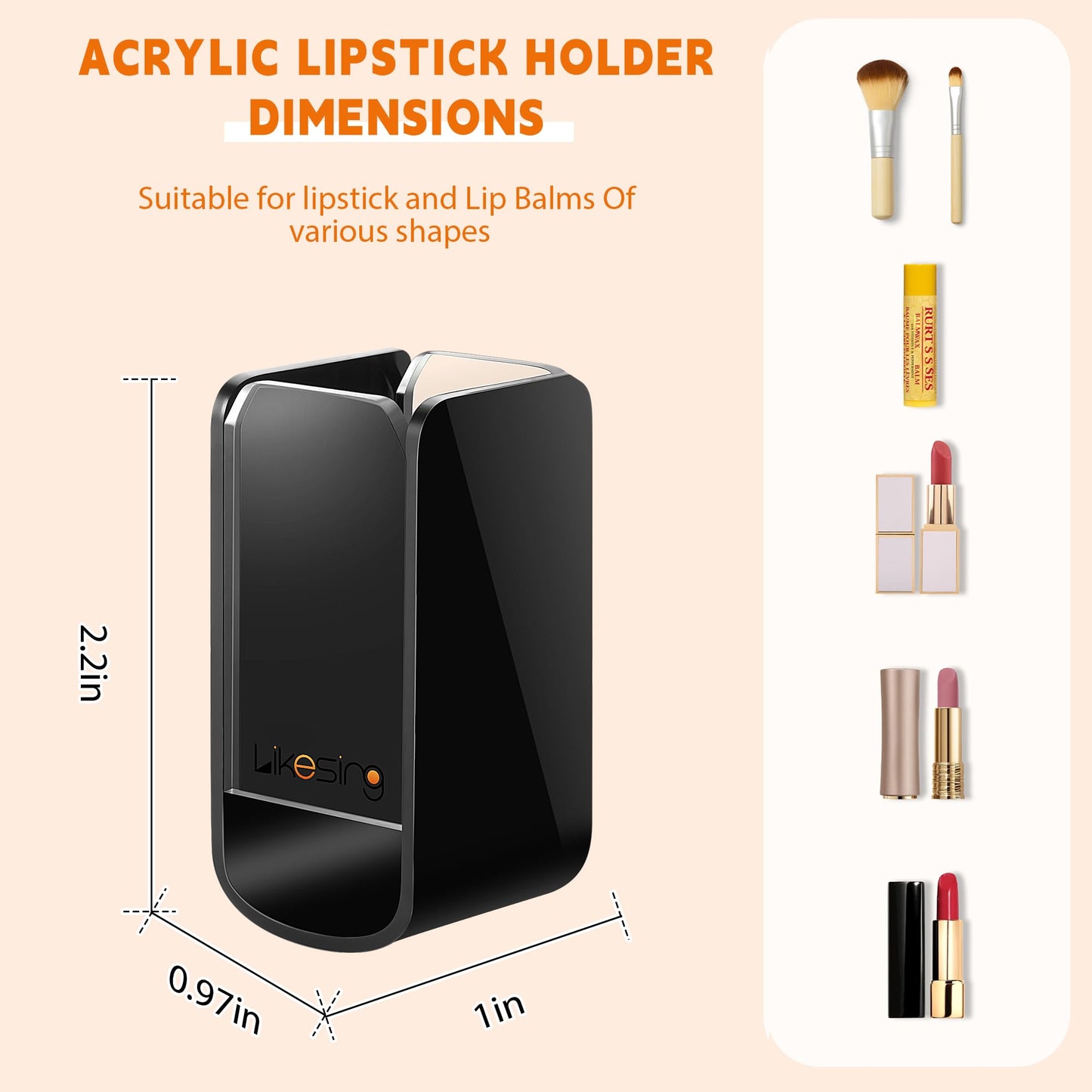 Likesing Car Chapstick Holder, Acrylic Black Car Chap Upright Lip Balm Holder, Work Computer Side Lipstick Organizer Case Accessories Mount for Women Beauty and Personal Care Likesing