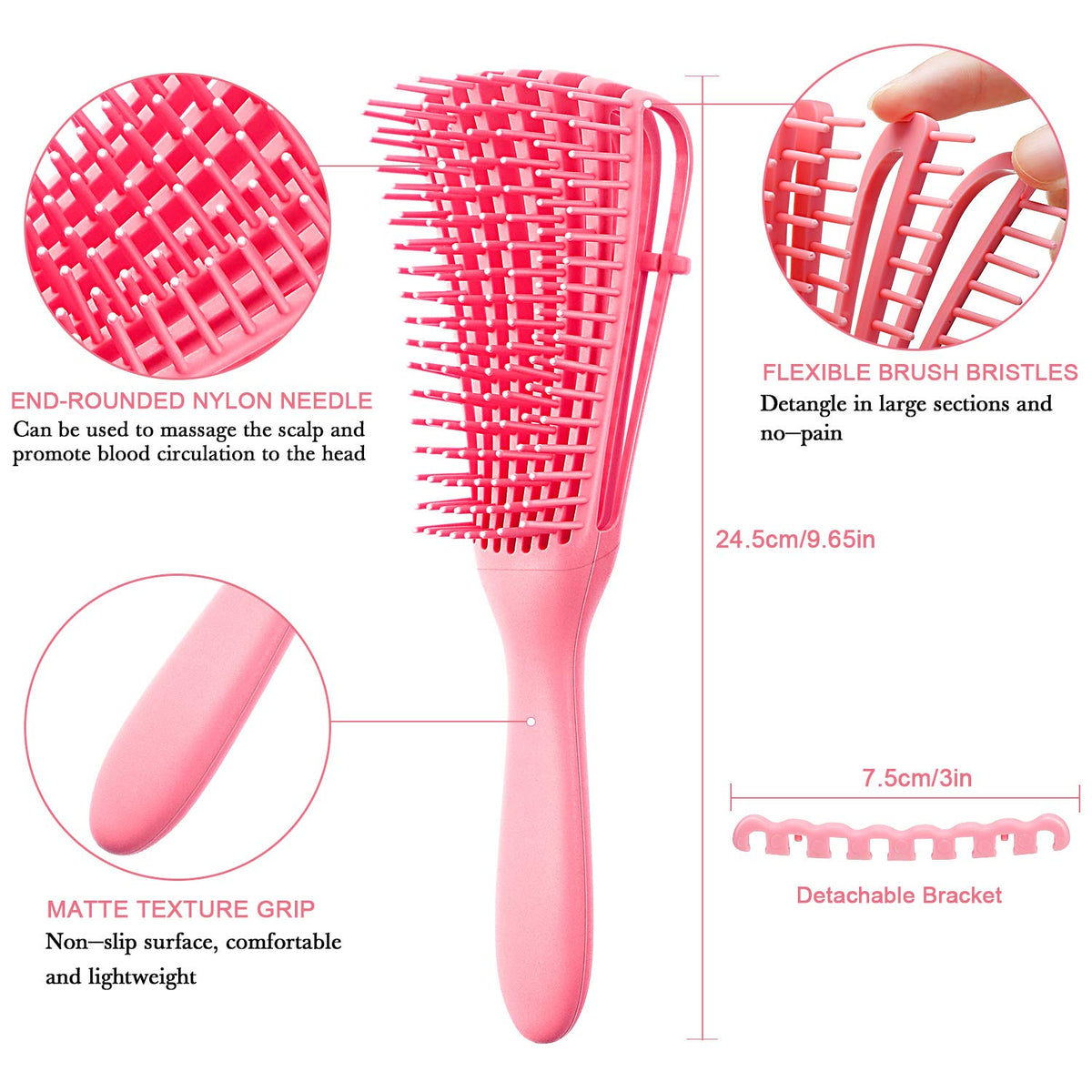 2 Pieces Detangling Brush for Afro America/African Hair Textured 3a to 4c Kinky Wavy/Curly/Coily/Wet/Dry/Oil/Thick/Long Hair, Knots Detangler Easy Beauty & Personal Care Boao