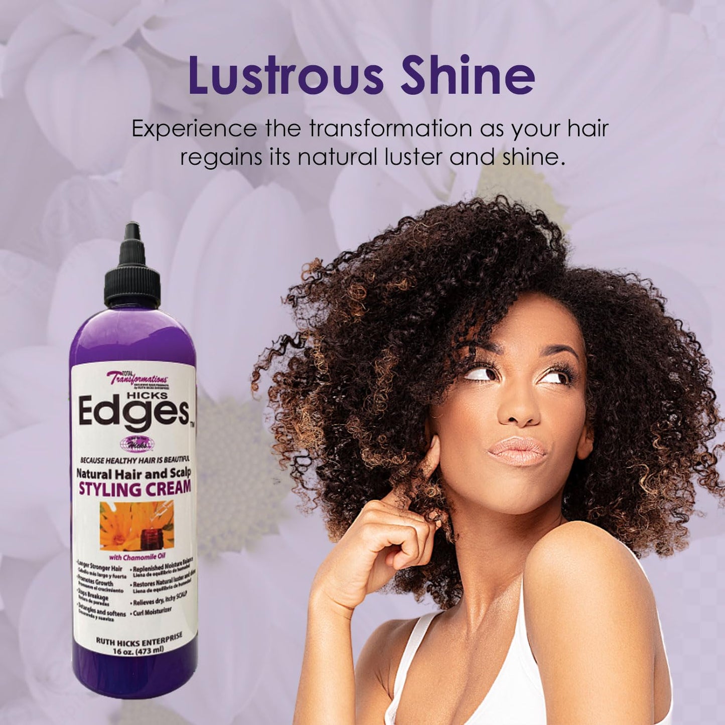 HICKS Edges Natural Hair and Scalp Styling Cream with Chamomile Oil - 16 oz, Purple w/white label, 1, 16.0 Ounce Beauty & Personal Care Ruth Hicks Enterprise