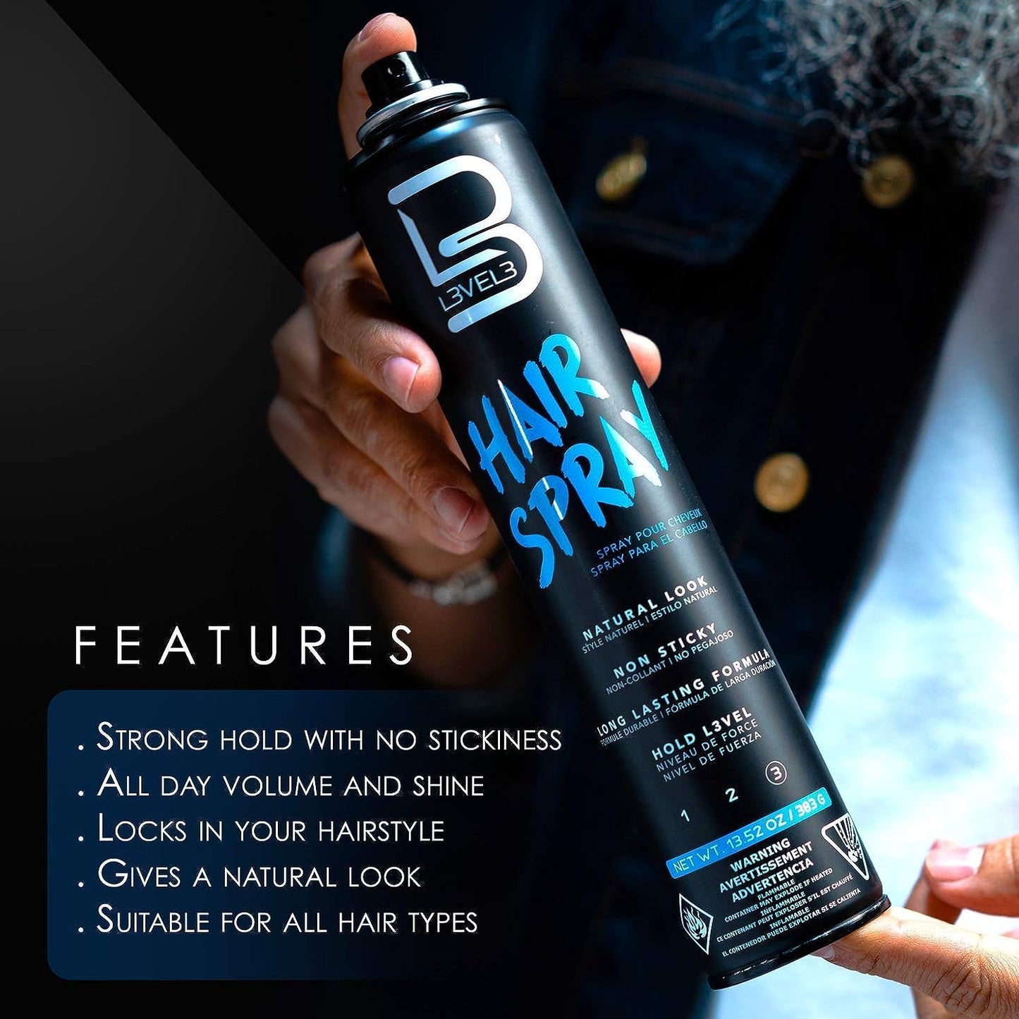 L3 Level 3 Hair Spray - Long Lasting and Strong Hold - Great for Men and Women - Level Three - Suitable for All Hair Types Beauty & Personal Care L3