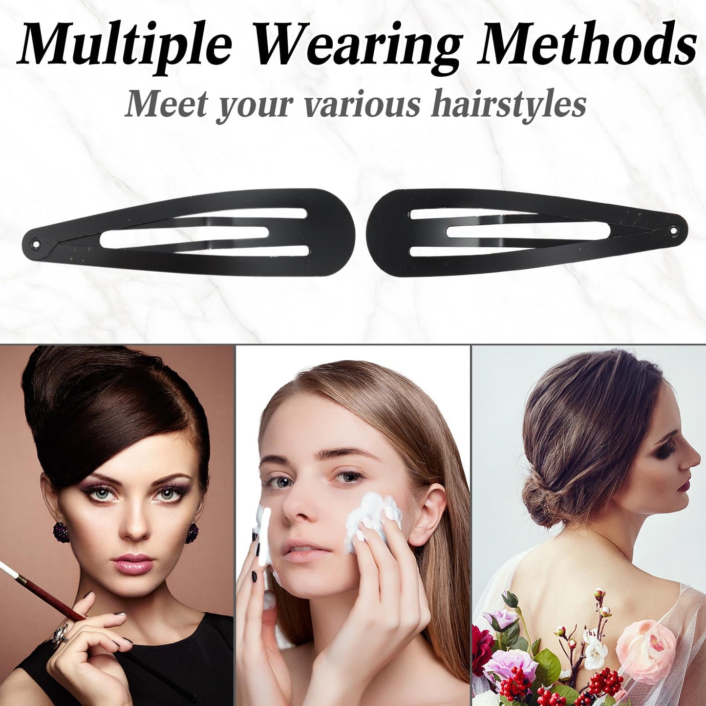 WILLBOND 30 Pieces 3.1 Inch Large Metal Snap Hair Clips Nonslip Barrettes Women Hair Accessories(Black) Beauty & Personal Care WILLBOND