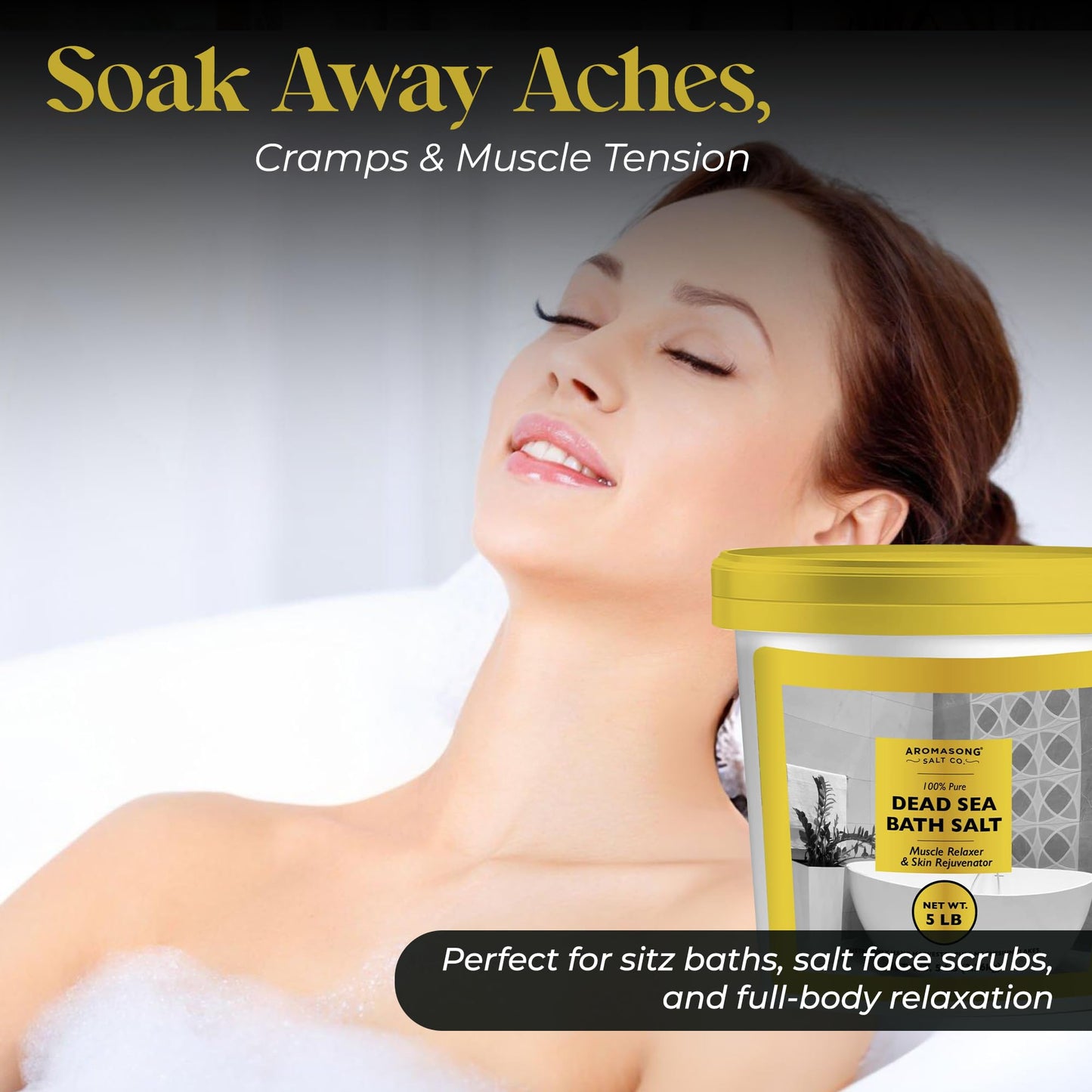 Aromasong Dead Sea Salts for Soaking - 5 Lb. Fine Grain Bath Salt Soak in Bucket Beauty & Personal Care Aromasong
