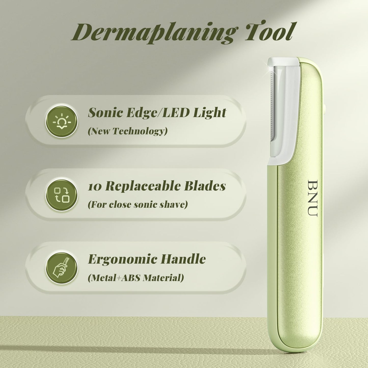 BNU Dermaplane Razor for Women, Face Razor for Women with 10 Replaceable Blades - Face Exfoliation Razor - Body Peach Fuzz Removal - Eyebrow Shaper Beauty and Personal Care BNU