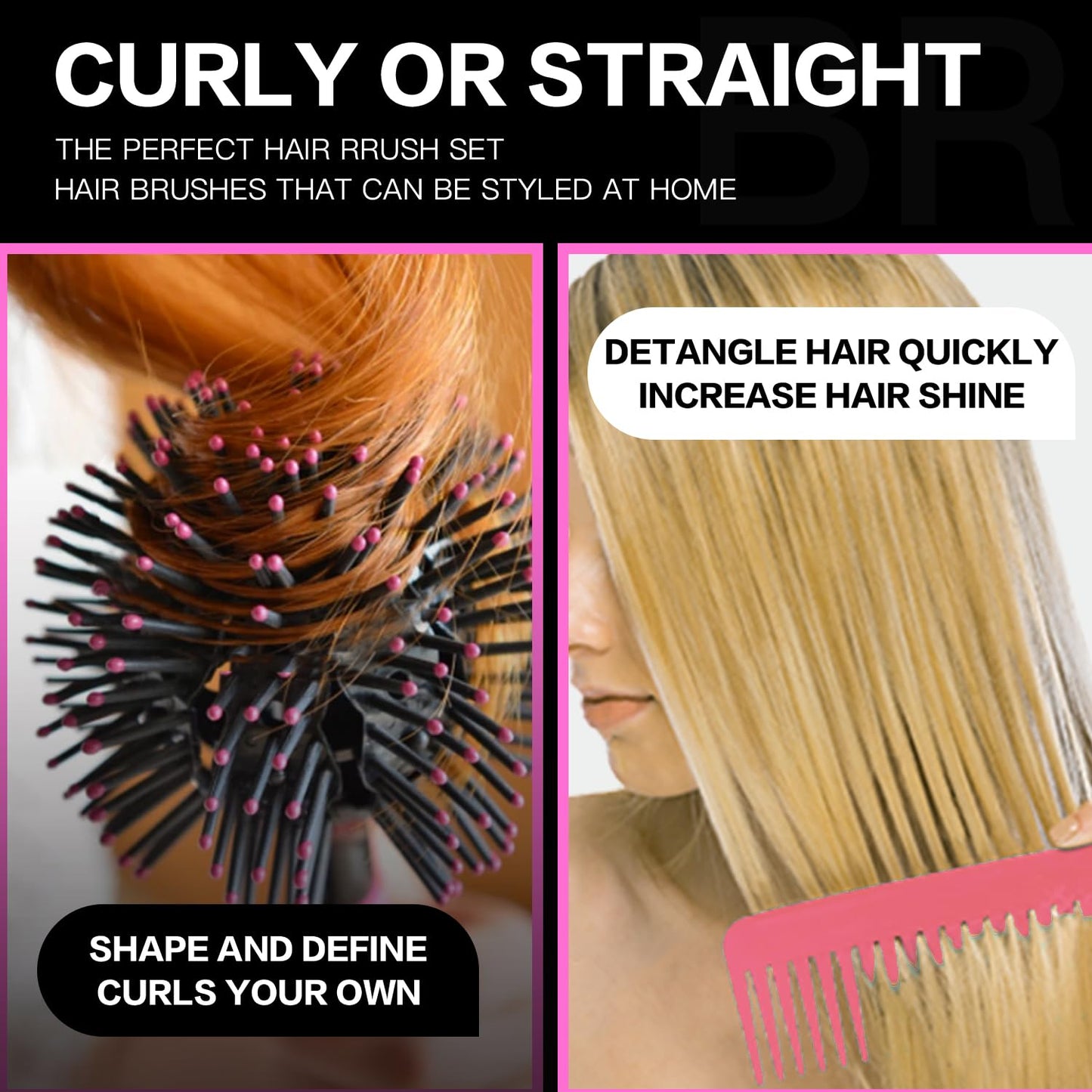 3D Bomb Curl Hair Brush 360° Round Styling Hair Brush Detangling Hairbrush Spherical Ball Brush Salon Round Hair Curling Curler and Wide Tooth Comb Beauty & Personal Care WEXNECOWKZ