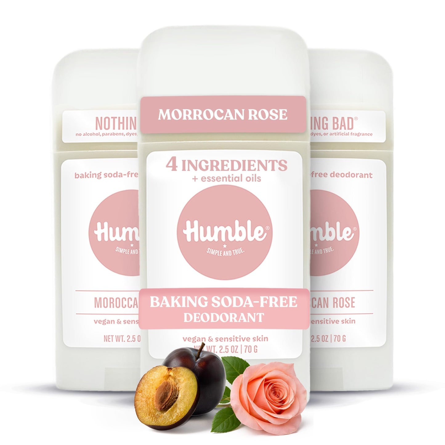 Humble Aluminum-Free Deodorant for Women & Men, Moroccan Rose - Baking Soda-Free Natural Deodorant Stick for Sensitive Skin with Essential Oils Beauty and Personal Care HUMBLE SIMPLE AND TRUE.