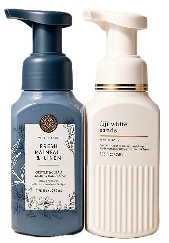 Bath & Body Works Fiji White Sands + Fresh Rainfall & Linen Foaming Hand Soap Set of 2 - Clean Tropical Linen Blend Beauty & Personal Care Bath & Body Works