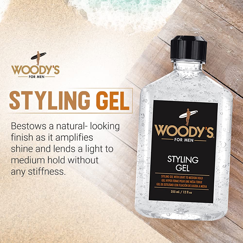 Woody's Styling Gel for Men - Alcohol-Free Men's Hair Gel with Light to Medium Hold, No Crunch, Touchable Finish, 12 fl oz Beauty & Personal Care Woody's