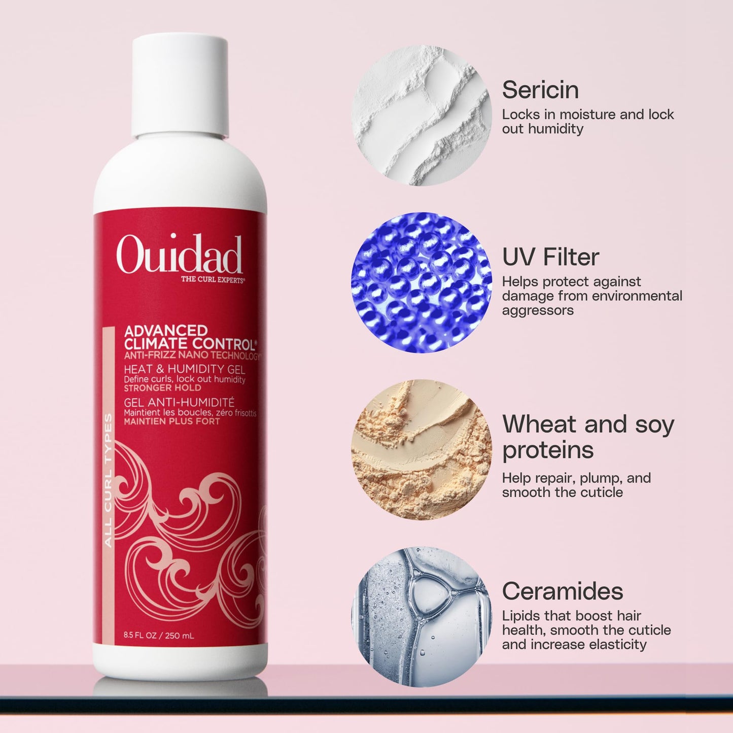 Ouidad Advanced Climate Control Heat & Humidity Stronger Hold Gel Travel Size - 8.5 fl oz, Anti-Frizz Nano Technology, Styling Gel, Prevents Flyaways Beauty and Personal Care Ouidad