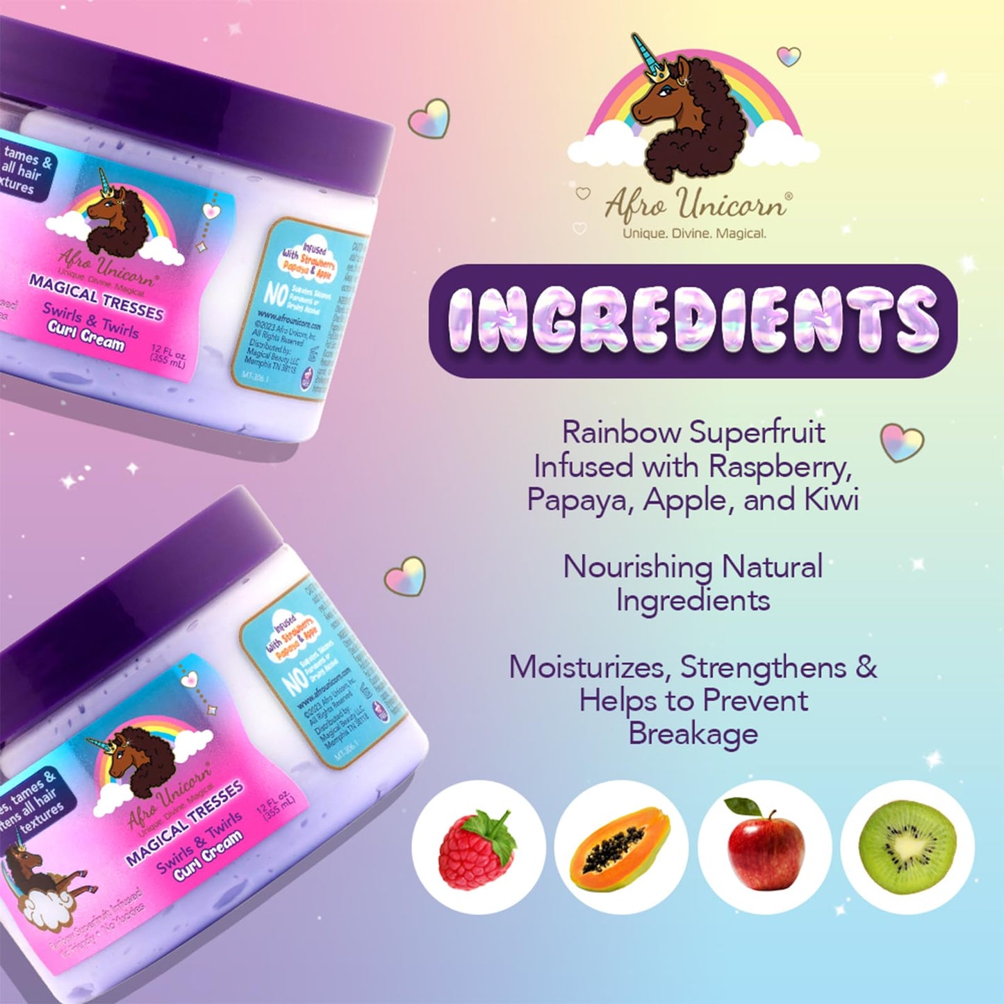 MAGICAL TRESSES’ by Afro Unicorn - Swirls & Twirls Curl Cream - Defining Hair Care for All Curl Textures, 12 fl oz Beauty & Personal Care MAGICAL TRESSES
