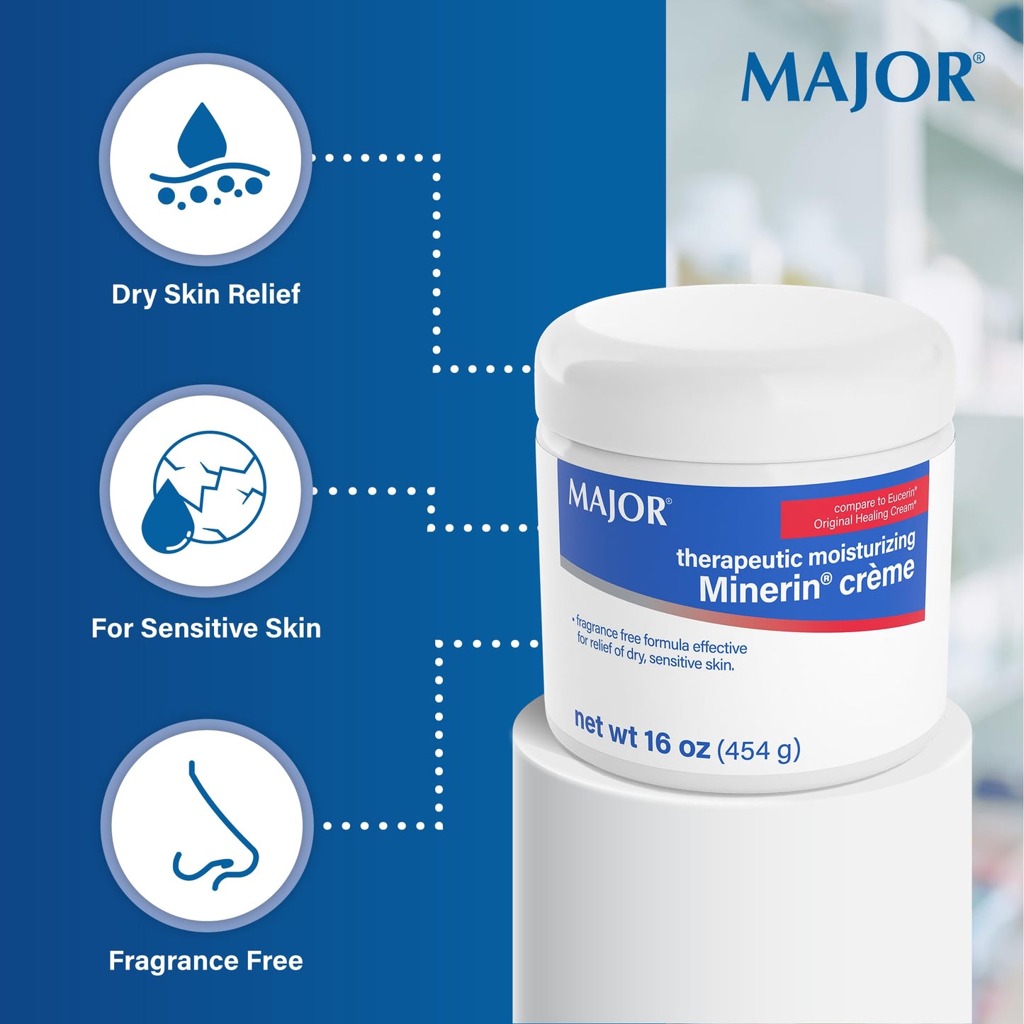 MAJOR Therapeutic Moisturizing Minerin Créme - Body Cream Moisturizer for Dry Skin - Fragrance-Free - 16 Oz. (5 Pack) Beauty & Personal Care MAJOR