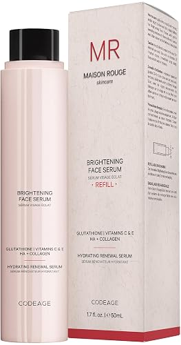Maison Rouge Brightening Face Serum Refill by Codeage - Glutathione, Vitamin C, E, Hyaluronic Acid & Collagen - Radiance & Antioxidant Support Beauty & Personal Care Codeage