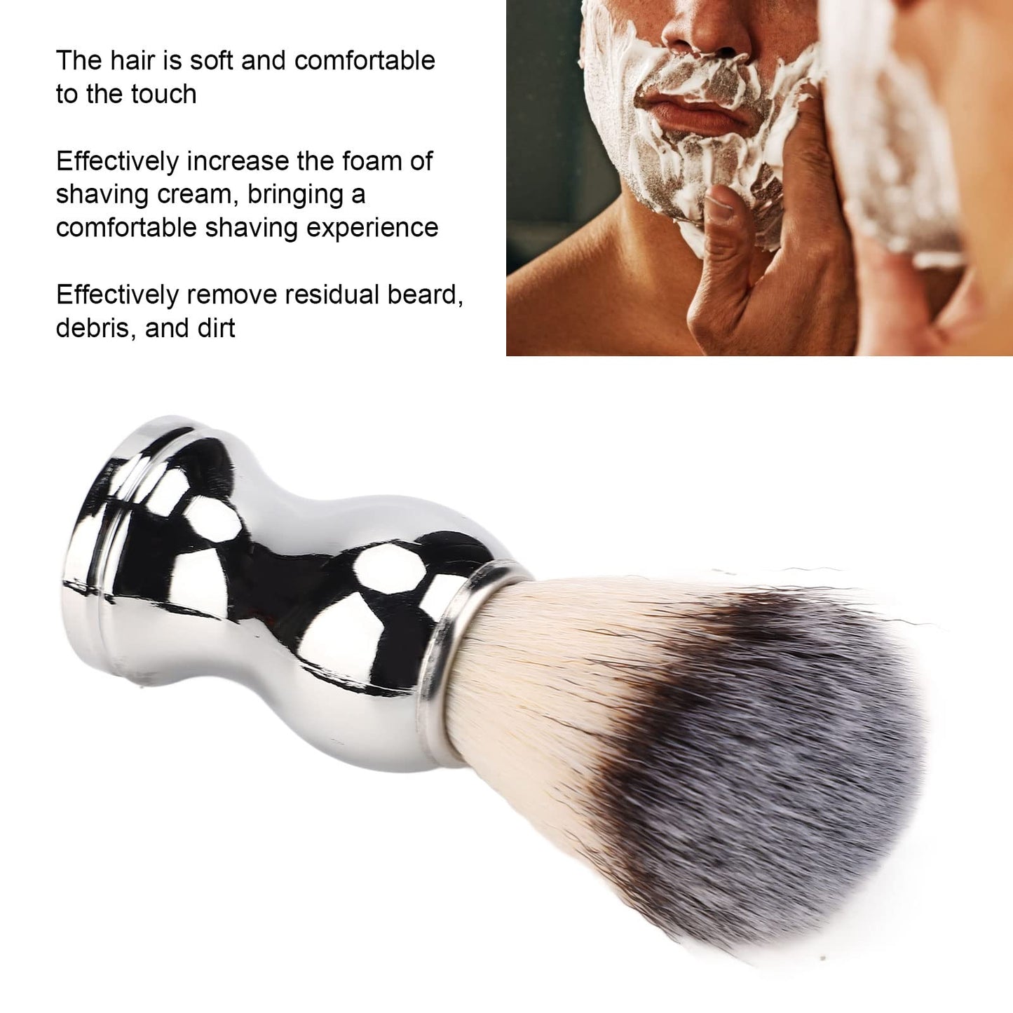 Premium Men's Shaving Brush, Soft fibers Strong Cleaning Force, Silver Plated Handle, Home Salon Use Beauty and Personal Care goodstumbler