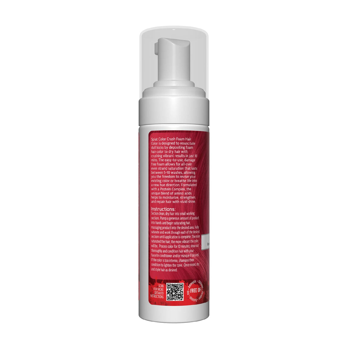 Splat Color Crush Bold Foam Hair Color, Red, 5 oz., Refresh Vivid Colors in Just 10 Minutes, Lasts Up to 10 Washes, Buildable Foam Hair Product, Vegan