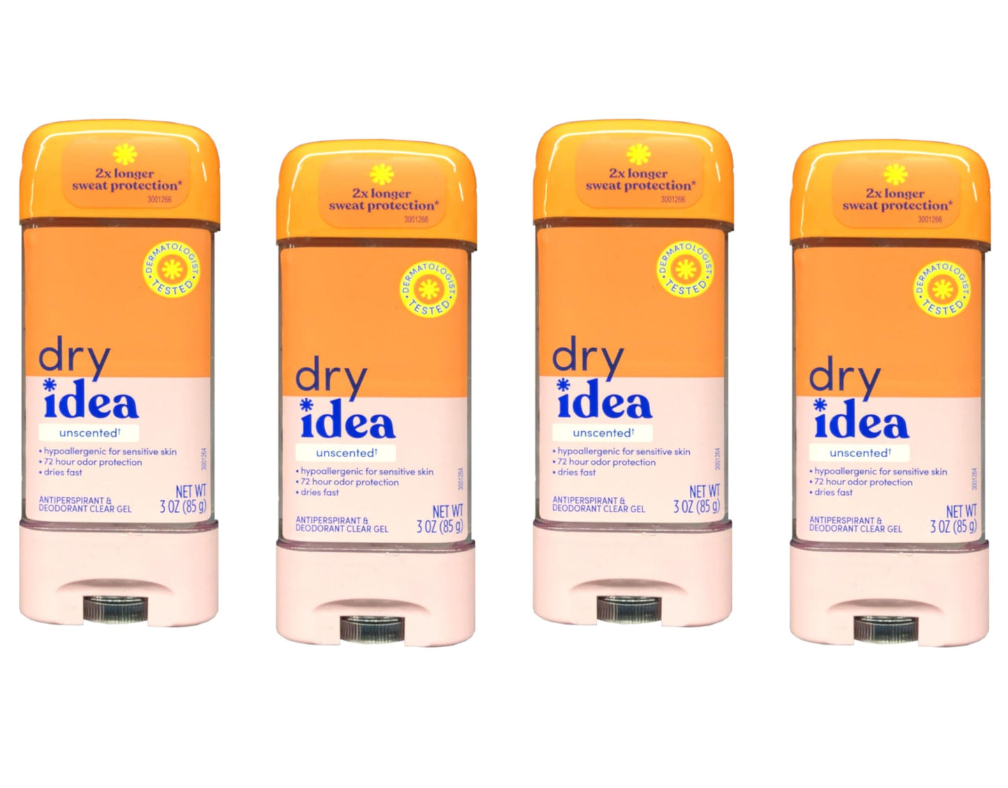 Dry Idea Clear Gel Anti-Perspirant & Deodorant, Advanced Dry, Unscented Hypo-Allergenic, 3.0 Ounce Tubes Packaging May Vary (Pack of 4) Beauty and Personal Care Dry Idea