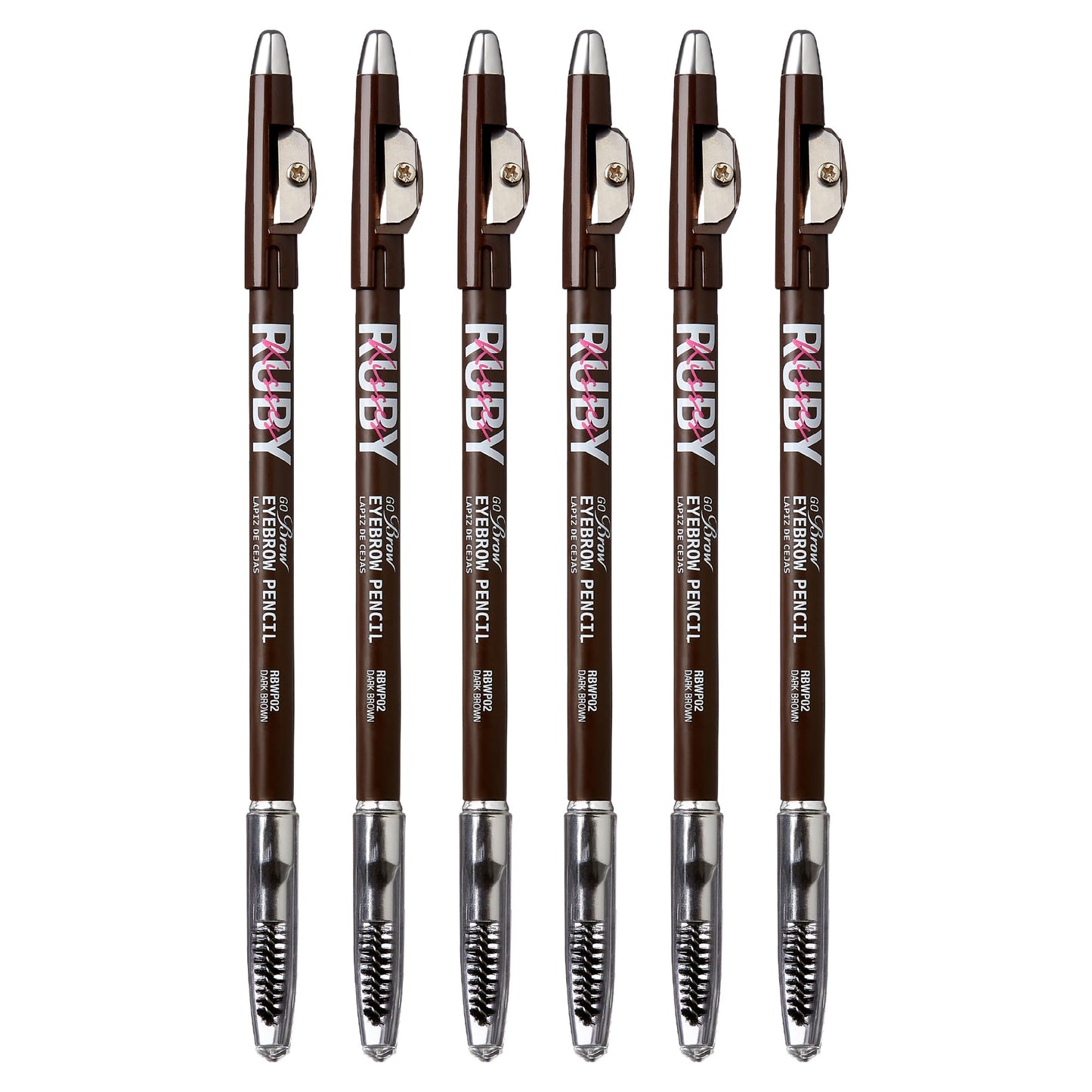 Kiss Go Brow Eyebrow Wooden Pencil Dark Brown (6 Pieces) Beauty & Personal Care Ruby Kisses