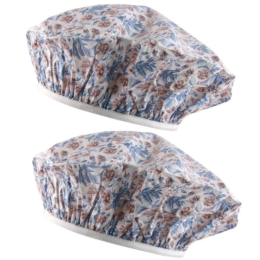 Ruilogod 2 Pcs Bathing Flower Printed Elastic Hem Plastic Shower Cap for Women (id: 4dc 030 5cc ac4 f62 Beauty and Personal Care Ruilogod