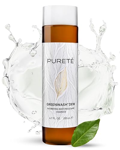 Pureté Greenwash Dew Essence Infused with ECOCERT Matcha & Fermented Sake | Anti-Oxidant Hydrating Treatment Toner for Post-Cleansed Skin | Made in Beauty & Personal Care Pureté