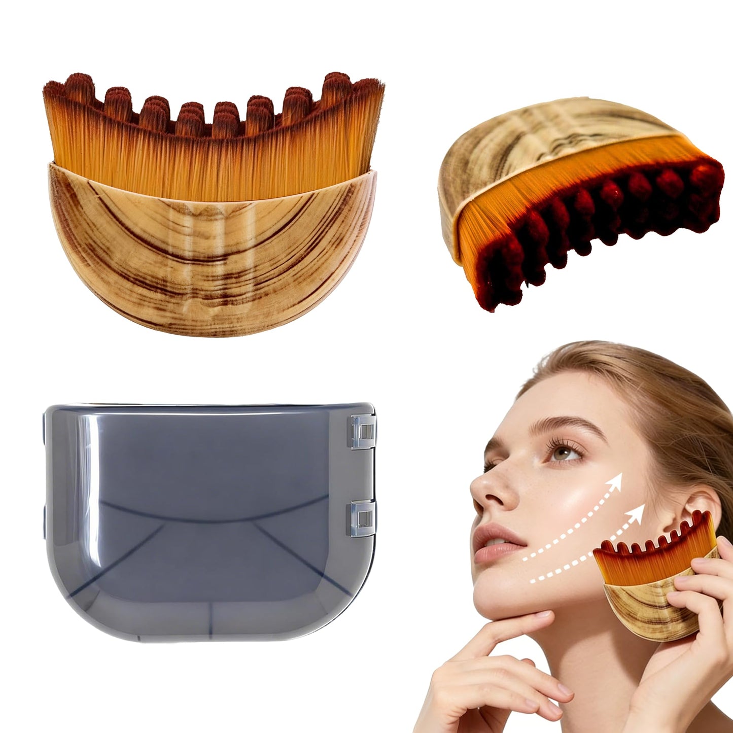 Lymphatic Contour Face Brush, Manual Drainage Massager, Natural Makeup Brush with Soft Bristles, Hypoallergenic Ergonomic Facial Cleansing Beauty and Personal Care Cxguu Default Title