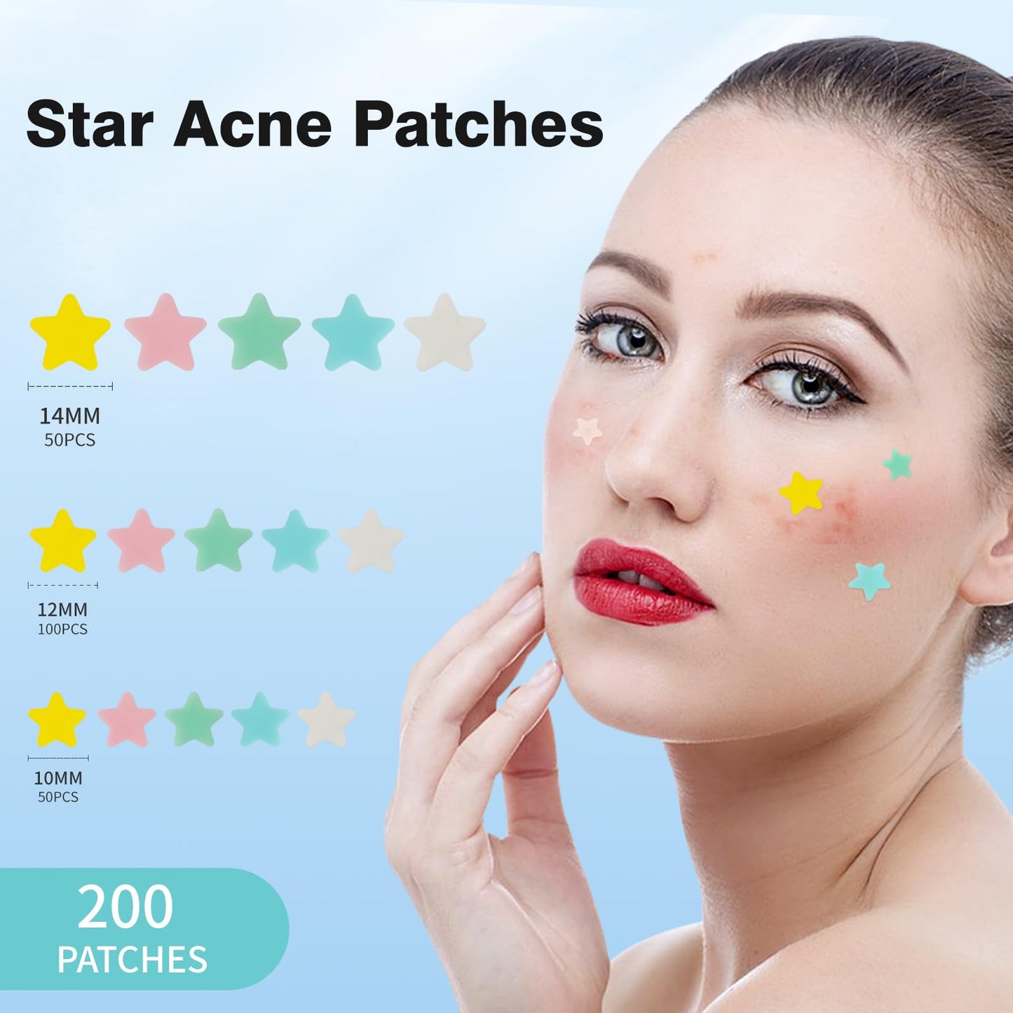 QUSTERE Pimple Patches for Face, Hydrocolloid Acne Patches, Cute Star Zit Covers, Colorful Spot Stickers with Tea Tree, Salicylic Acid & Cica Oil| 3 Beauty & Personal Care QUSTERE