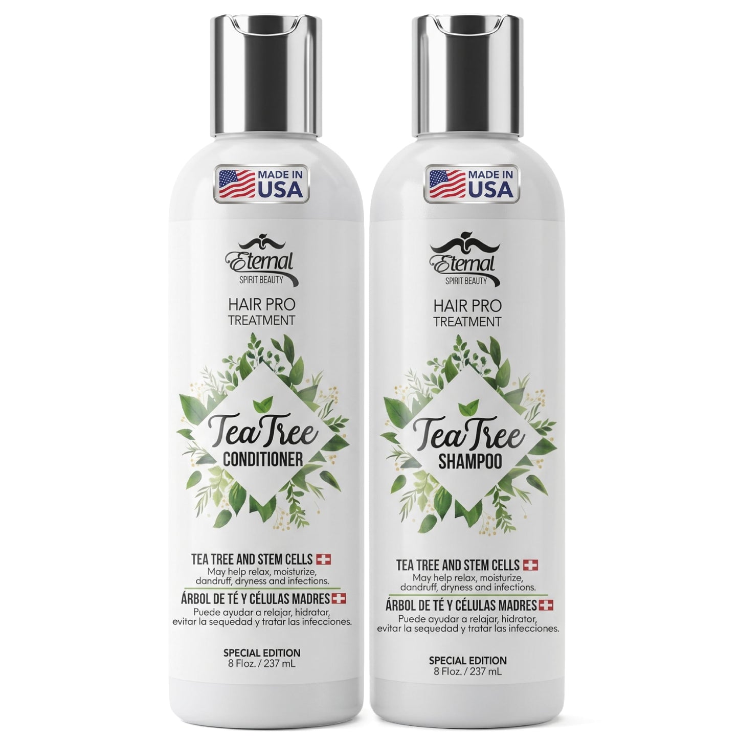Eternal Spirit Beauty Hair Pro Tea Tree Set - Shampoo & Conditioner with Stem Cells, Argan Oil & Keratin - Revitalizing Scalp Care & Intensive Beauty & Personal Care Eternal Spirit Beauty