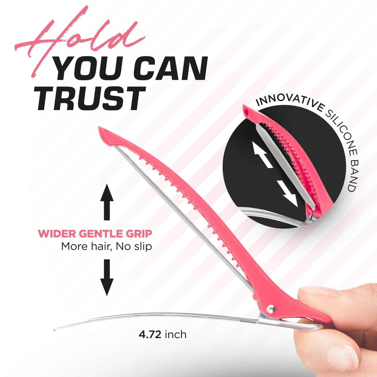 Fagaci Firm Grip Hair Clips with Silicone Band - Duckbill Sectioning and Styling Clips, Durable Alligator Clips for Women's Hair, Long Duck Billed Beauty & Personal Care Fagaci
