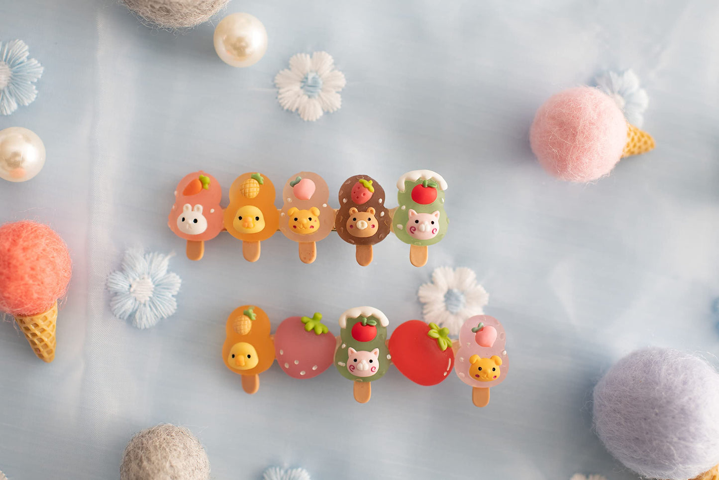 Summer Crystal Fruits Animals Barrette Hair Clips For Girls - Stylish Hair Accessories for Everyday, Birthday and Parties (4Pcs Popsicles Fruits) Beauty & Personal Care Summer Crystal