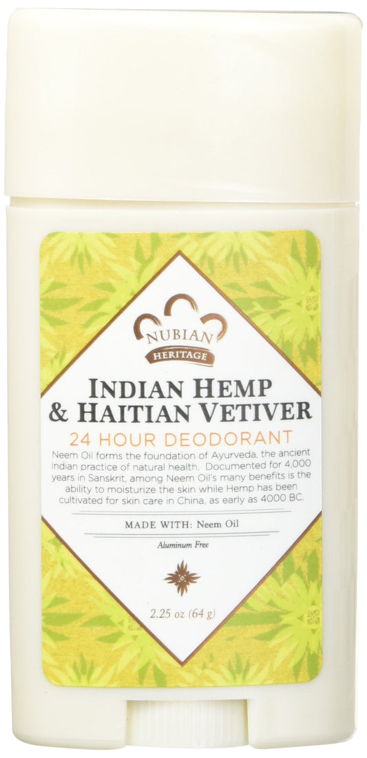 Nubian Heritage Deodorant - all Natural - 24 Hour - Indian Hemp and Haitian Vetiver - with Neem Oil - 2.25 Ounce - Pack of 2 Beauty and Personal Care Nubian Heritage/Sundial Creations