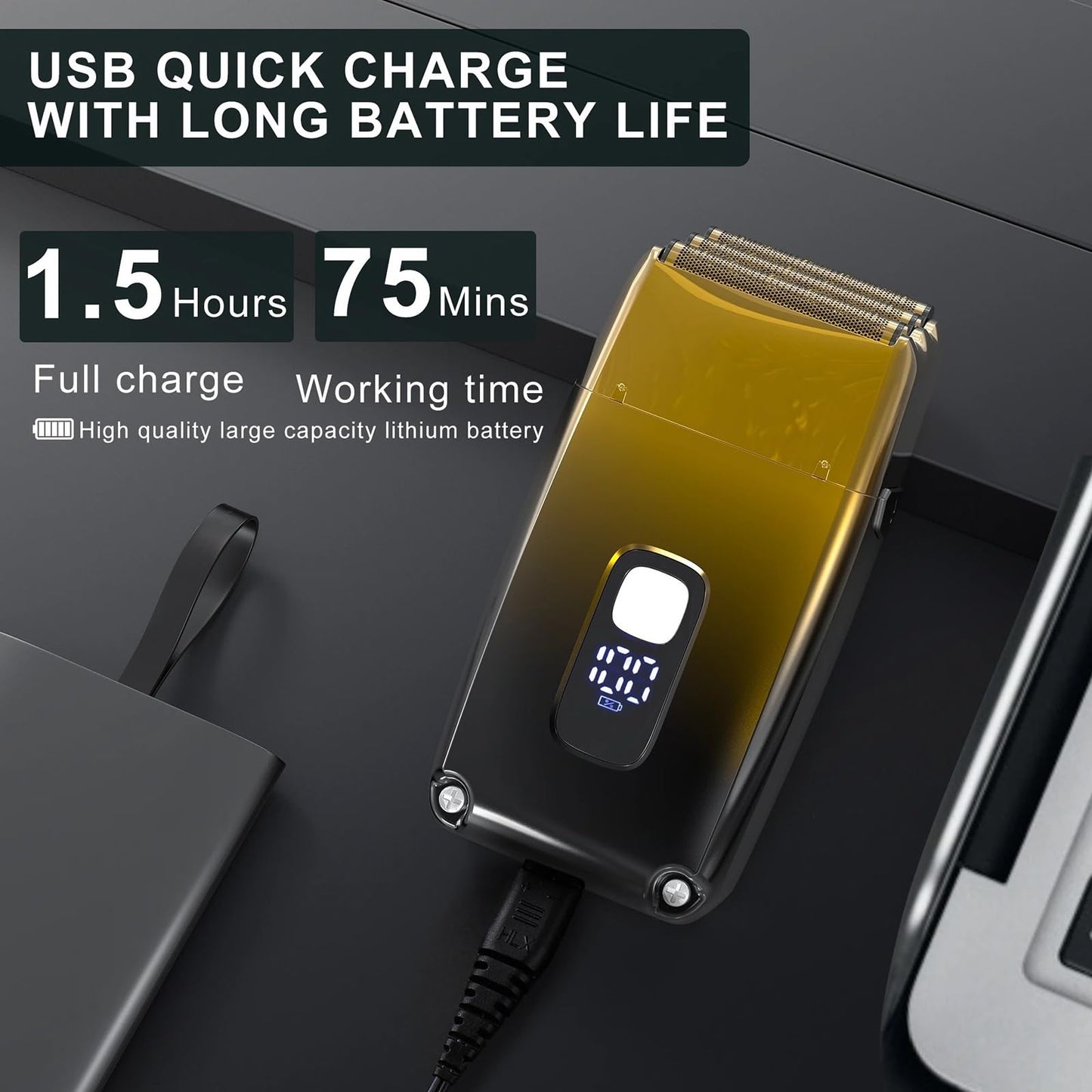QDKVTNDJZ Hair Clippers for Men, 2 in 1 Shaver Bald Head Electric Razor for with Precision Trimmer Barber Triple Blades Beauty and Personal Care QDKVTNDJZ