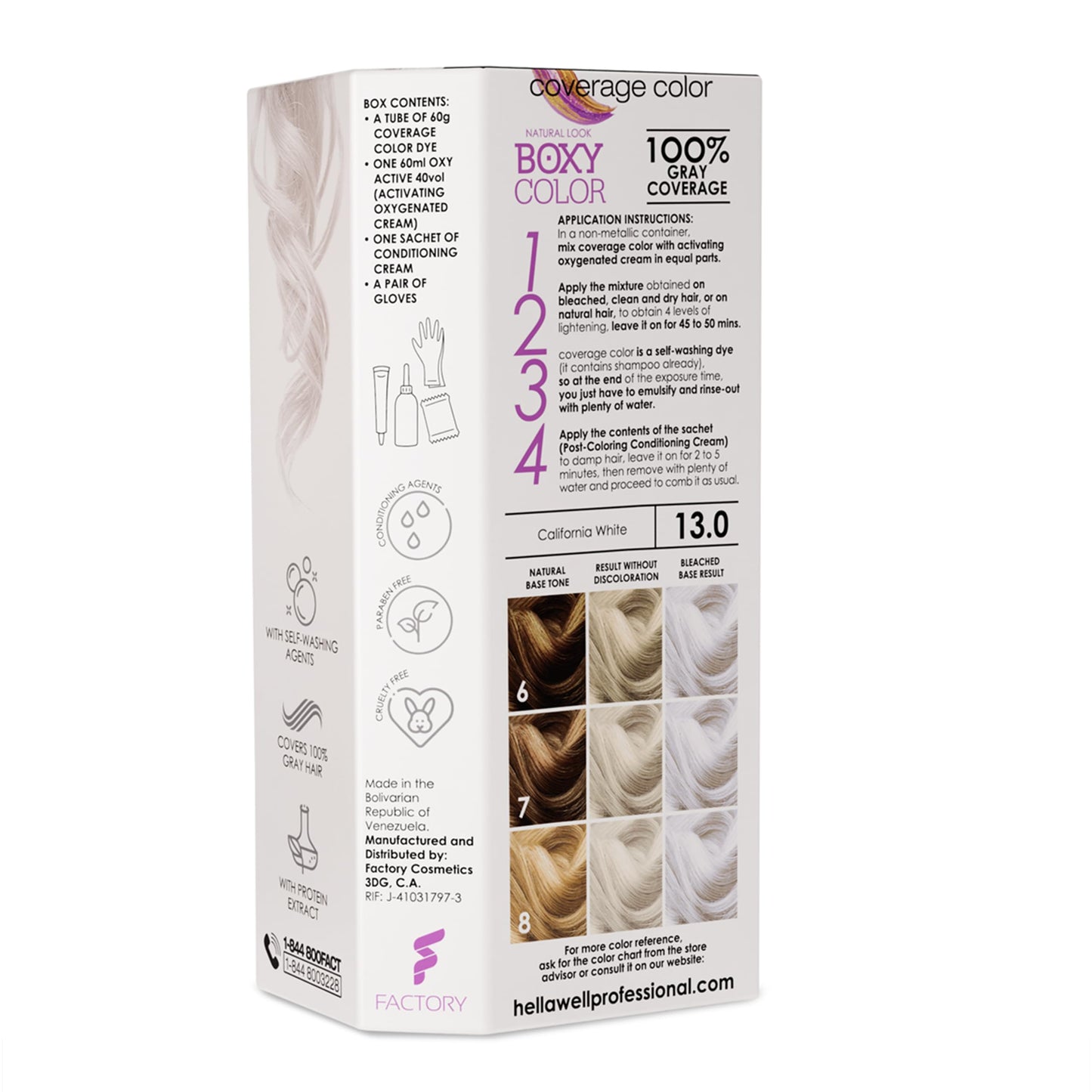 BOXY COLOR Coloring kit professional, permanent color cream hair dye with Vegetal Protein to get Hair with intense color shiny and silky. 100% Gray Beauty & Personal Care HELLAWELL PROFESSIONALS