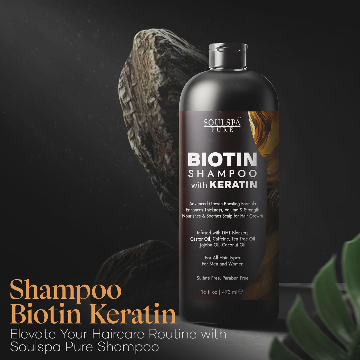 SOULSPA PURE Biotin Shampoo with Keratin - Advanced Anti-Thinning, Hair Growth & Repair Formula - Soothes Scalp, with Tea Tree Oil & DHT Blockers Beauty & Personal Care SOULSPA PURE