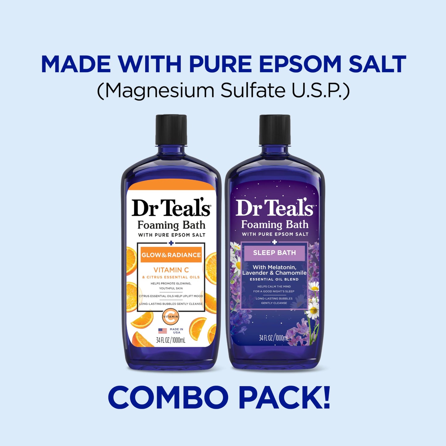 Dr Teal's Foaming Bath with Pure Epsom Salt, Vitamin C & Sleep Blend, 34 fl oz (Pack of 2) Beauty and Personal Care Dr Teal's