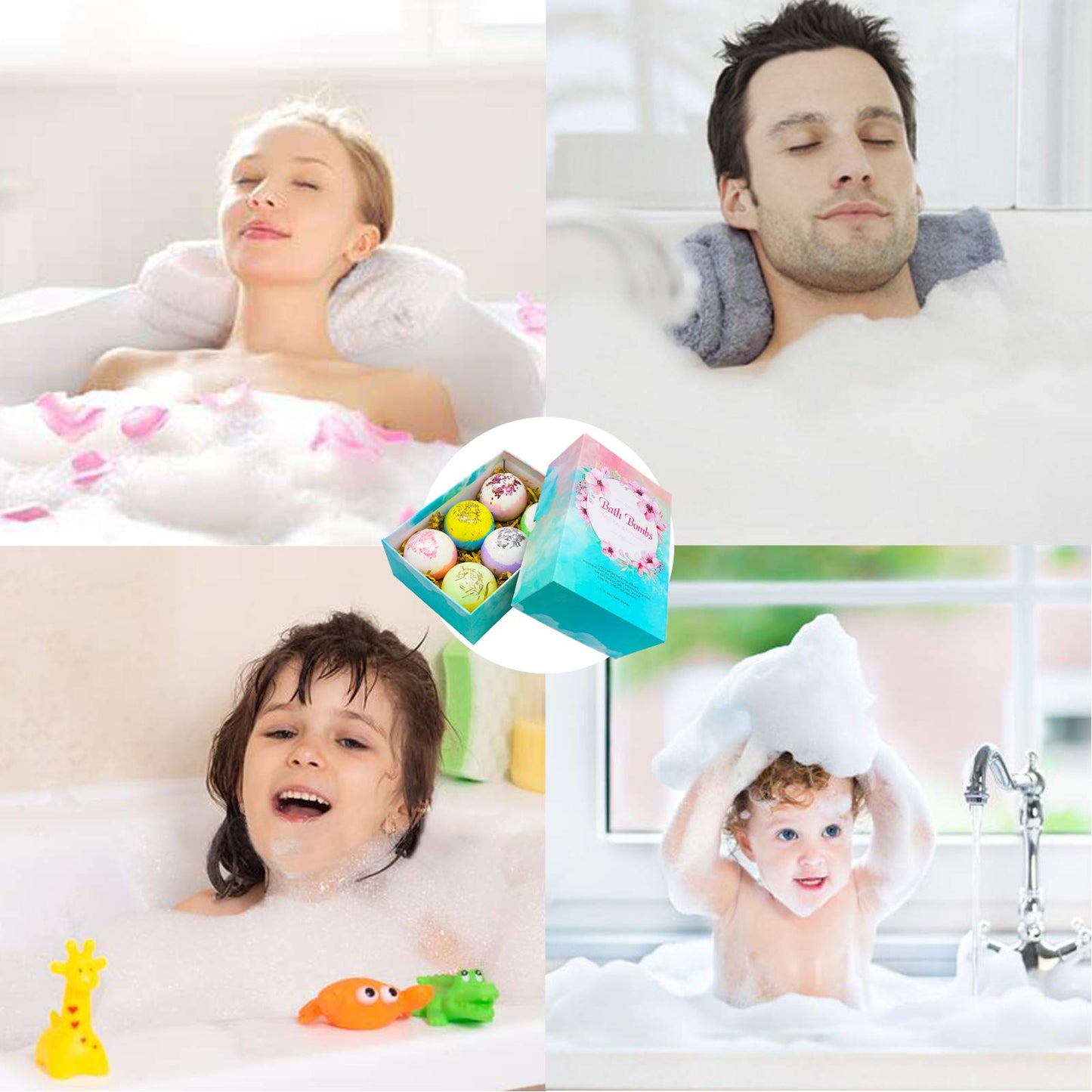 Bath Bombs, Bath Bomb Gift Set 6 x 4 OZ, Spa Bath for Christmas Valentines Birthday Gifts for Women, Kids, Wife, Moms (Tpye 01) Beauty and Personal Care JIAN YA NA