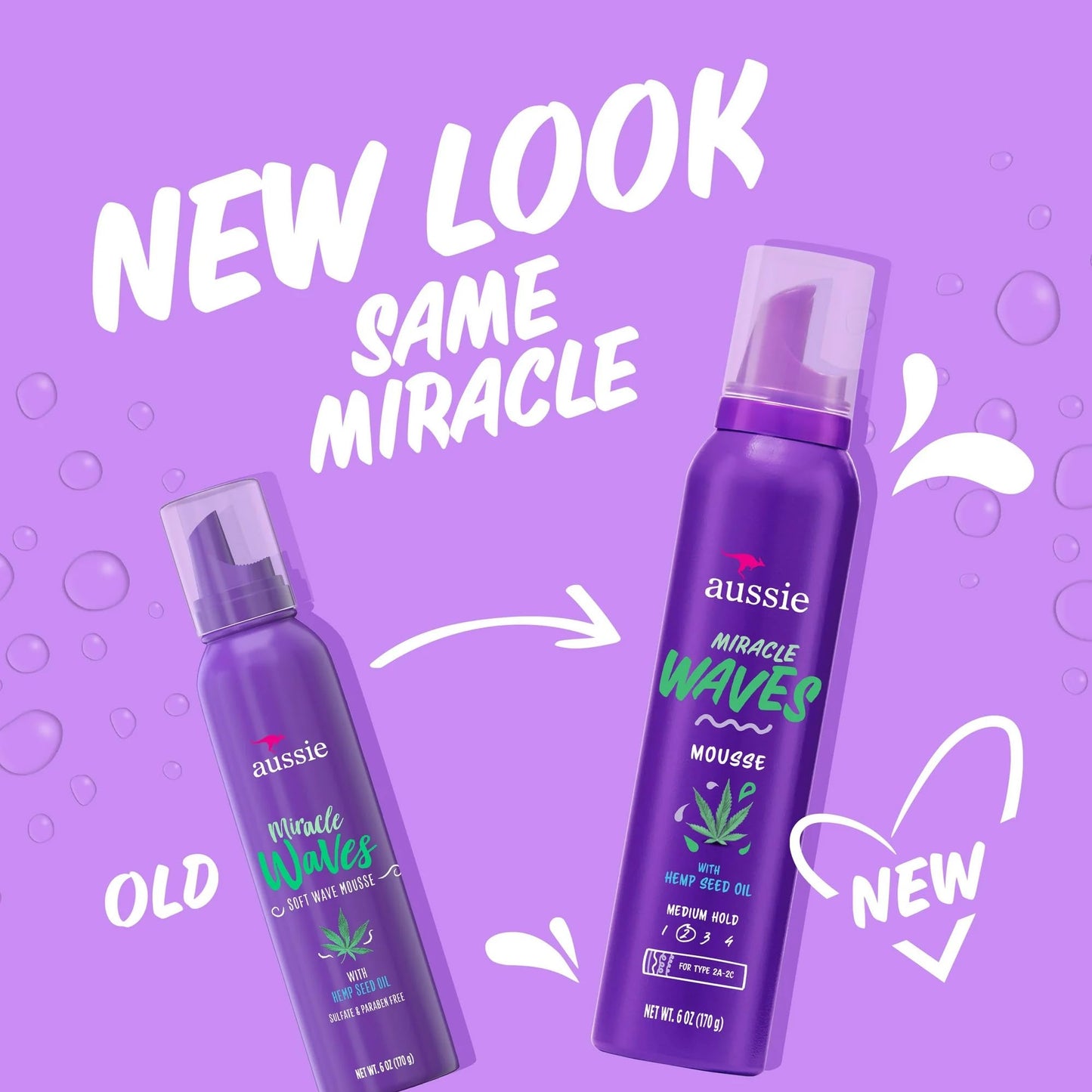 Aussie Miracle Waves Soft Wave Mousse with Hemp Seed Oil, Paraben Free, Sulfate Free, Unisex 6 oz. Beauty & Personal Care Aussie