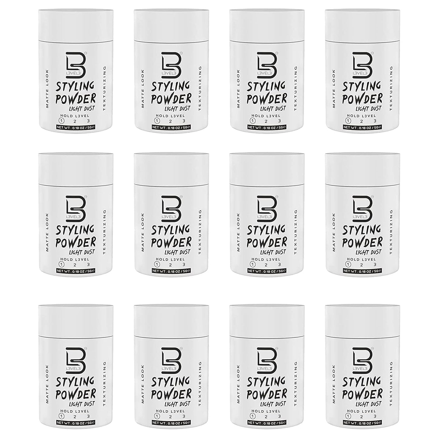 L3 Level 3 Travel Styling Powder - Small 0.18 oz for Travel - Natural Look Mens Powder - Sample Styling Powder (12, White) Beauty & Personal Care L3
