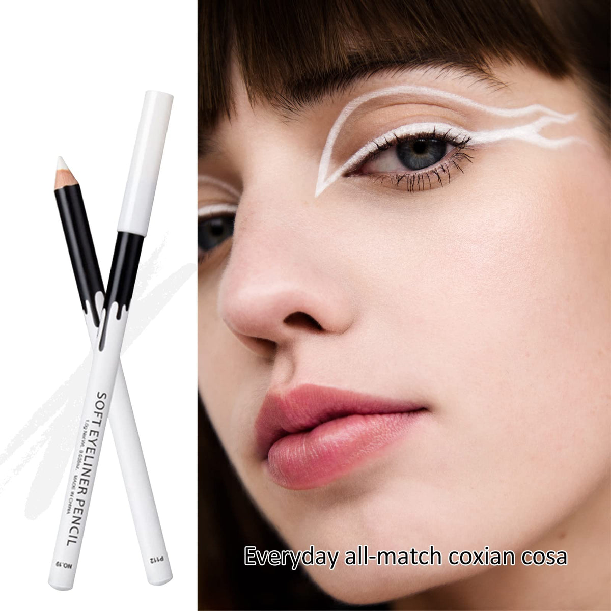 12PCS Erinde White Eyeliner Pencil, Soft Highlighter Gel Eyeliner Pencil, Eye Liner Pen, Professional Eye Bighten Eyeshadow Waterproof Matte Beauty & Personal Care Erinde