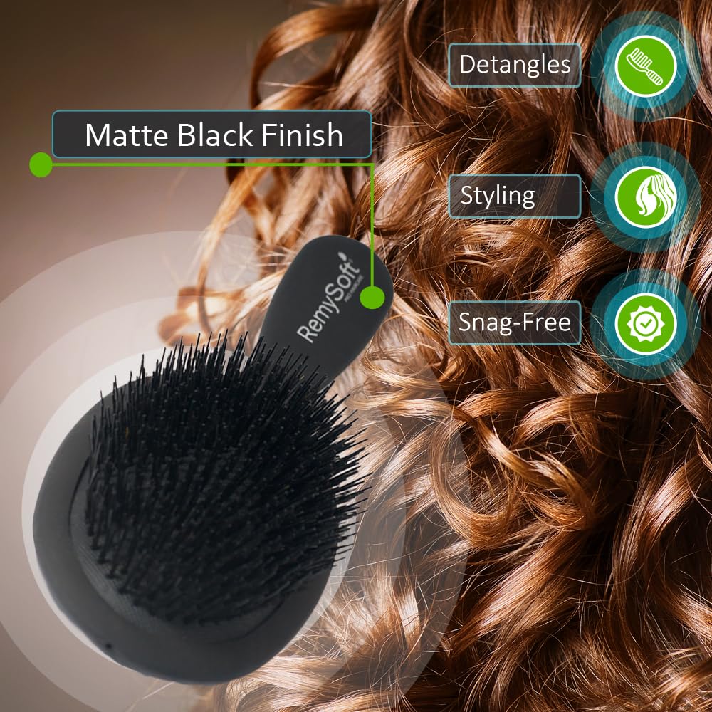 RemySoft Beauty & Opulence Boar Bristle Brush - Safe For Hair Extensions, Weaves and Wigs Beauty & Personal Care RemySoft