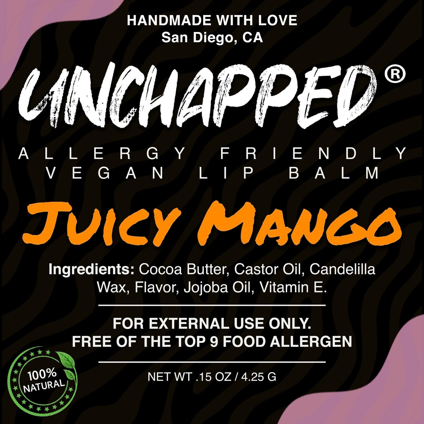 UNCHAPPED Vegan Lip Balm - All Natural and Free of Beeswax, Soy, Nut, and Top 9 Food Allergens (Mango) Beauty and Personal Care UNCHAPPED