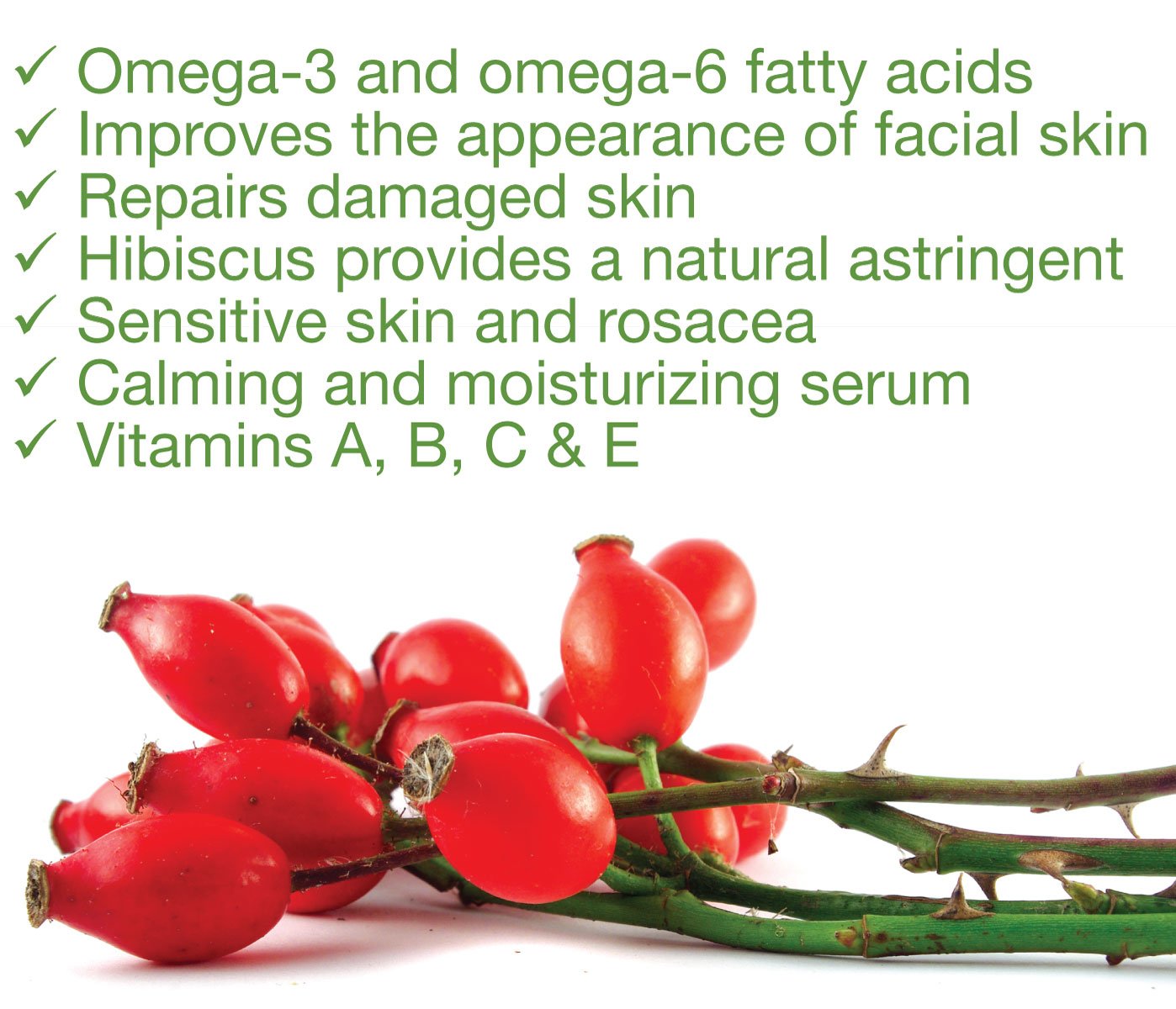 Rosehip Facial Serum - Calms Redness, Sensitive and Dry Skin, 2 oz Beauty & Personal Care Made from Earth