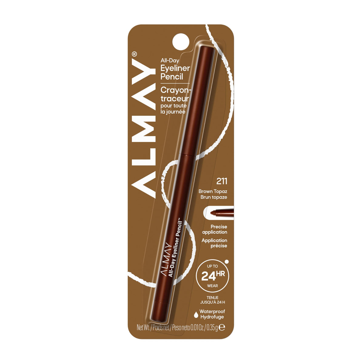 Almay All-Day Eyeliner Pencil, 211 Brown Topaz, 0.01 oz