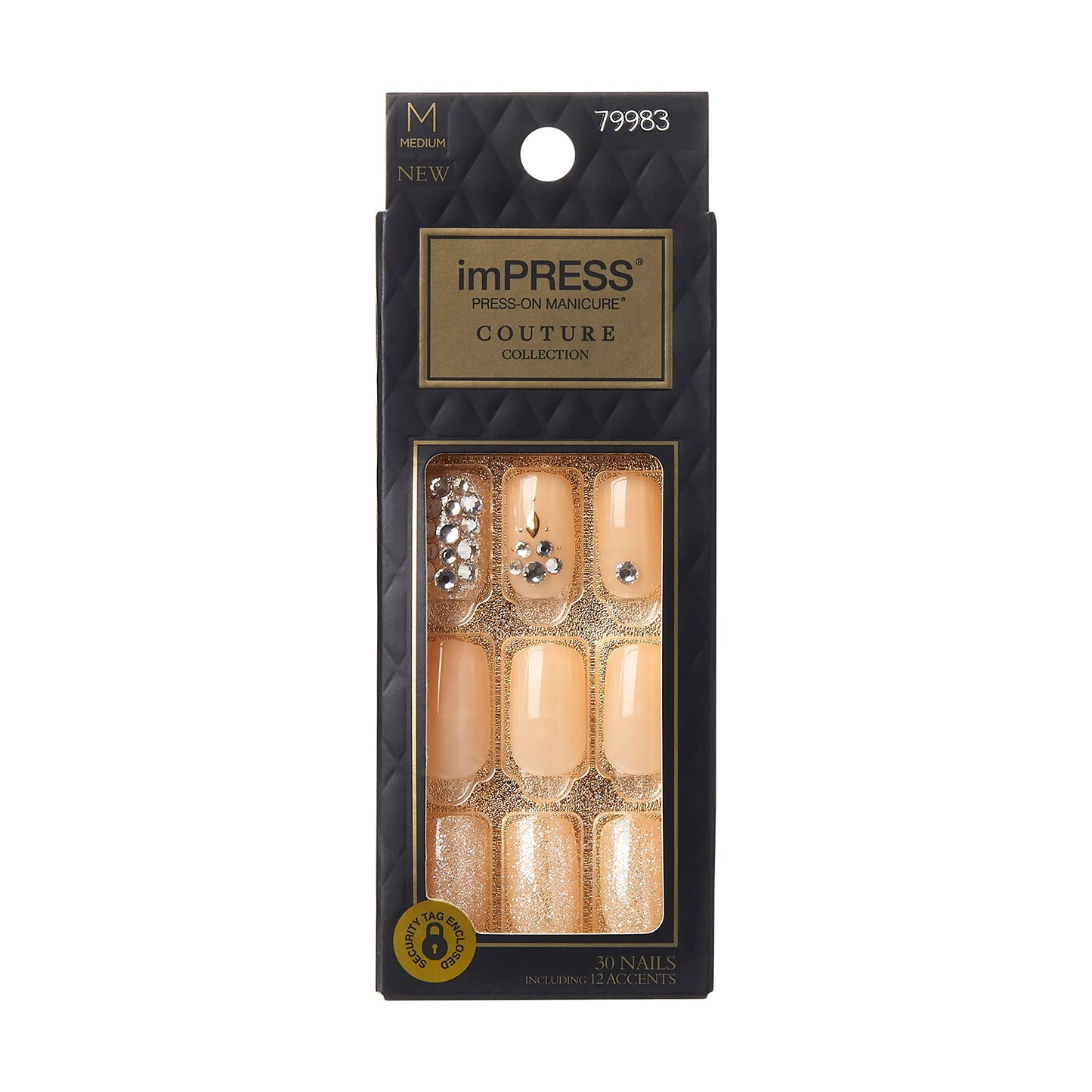 KISS imPRESS Press-On Nails Couture Collection Manicure Kit, ‘Lush Life’, Patented Super-Hold Adhesive, 30 Fake Nails with 12 Accent Nails Beauty & Personal Care KISS