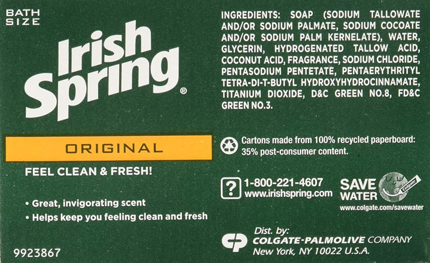 Irish Spring Original Deodorant Bar Soap, 3.20 oz bars, 2 ea Beauty & Personal Care Irish Spring