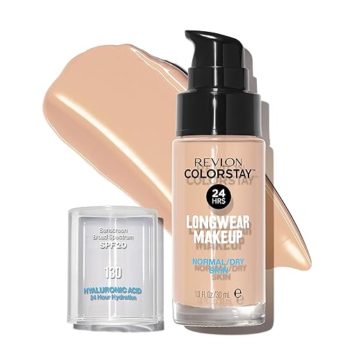 Revlon Liquid Foundation, ColorStay Face Makeup for Normal & Dry Skin, SPF 20, Longwear Medium-Full Coverage with Natural Finish, Oil Free, 130 Beauty & Personal Care REVLON