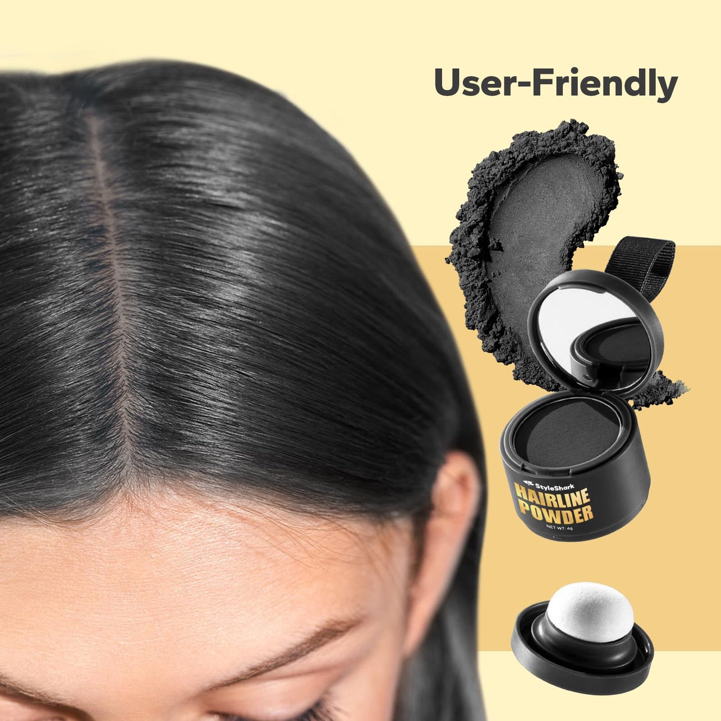 StyleShark Hairline Powder for Women & Men - Stain-Proof Root Touch Up for Thinning Hair, Sweatproof, Quick Cover Up (Black) Beauty & Personal Care StyleShark