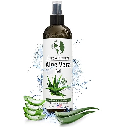 Earth's Daughter Organic Aloe Vera Gel from 100% Pure and Natural Cold Pressed Aloe - Moisturizes - Great for Face - Hair- Sunburn - Aftershave - Bug Beauty & Personal Care Earth's Daughter