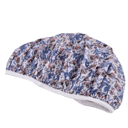 Ruilogod Round Women Bathroom Elastic Edge Floral Pattern Shower Cap White (id: 8f1 8a7 a93 37f b0b Beauty and Personal Care Ruilogod