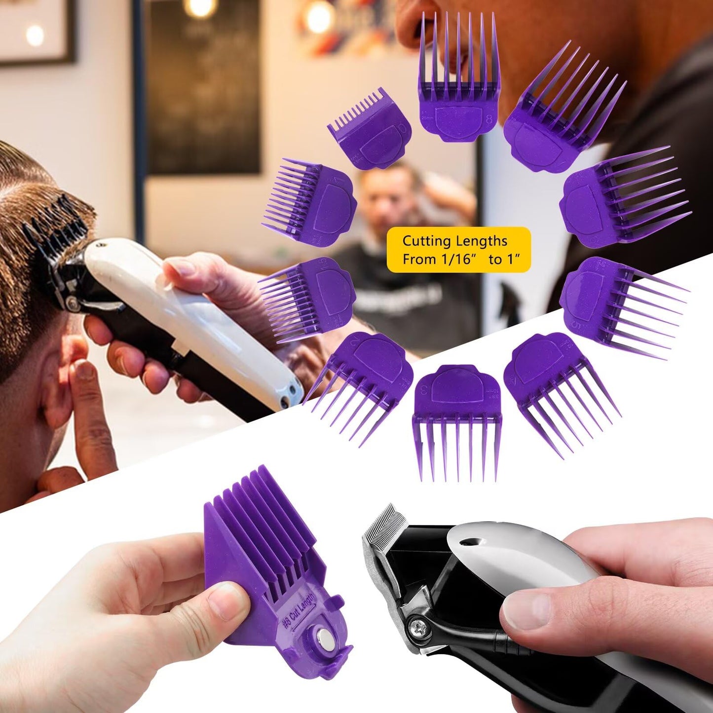 New 10-Pack 1/16" to 1" Magnetic Clipper Guards Guide Combs for Andis Fade/Master/Envy/bgrc/ultra edge pro clip clipper Beauty and Personal Care Gxcdizx