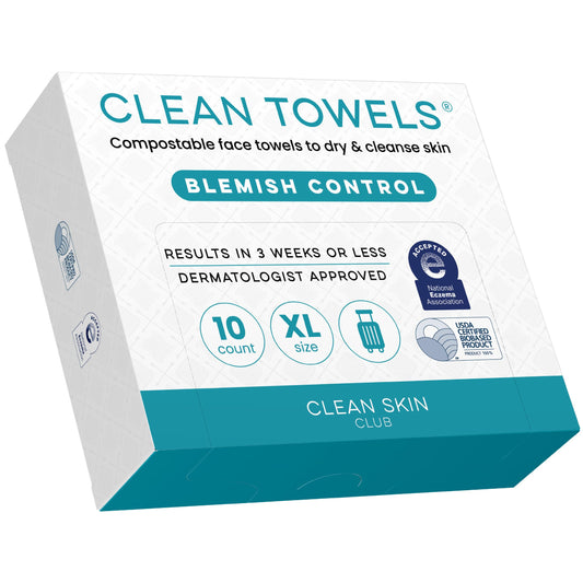 Clean Skin Club Blemish Control Clean Towels® XL, Travel Pack,Face Towels, Light Exfoliation for Oily Skin, Eczema Association Accepted Face Towel Beauty and Personal Care CLEAN SKIN CLUB Default Title
