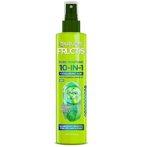 Garnier Fructis Pure Moisture 10-in-1 Spray for Dry Hair and Scalp, Hyaluronic Acid, 8.1 Fl Oz, 1 Count (Packaging May Vary) Beauty & Personal Care Garnier